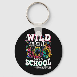 Wild About 100 Days Of School Leopard Lunch Lady L Key Ring