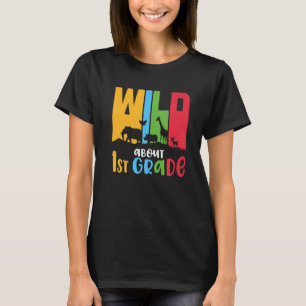 Wild About 1st Grade Leopard Print School Teacher T-Shirt