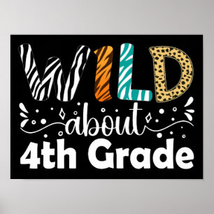 Wild About 4th Grade Funny Back To School Poster