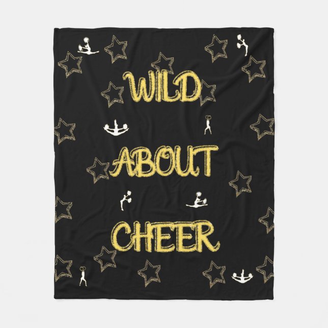 Wild About Cheer with Tiny White Cheer Silhouettes Fleece Blanket (Front)