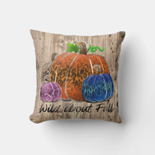 Wild About Fall Leopard Print Pumpkins Cushion