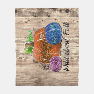 Wild About Fall Leopard Print Pumpkins Fleece Blanket