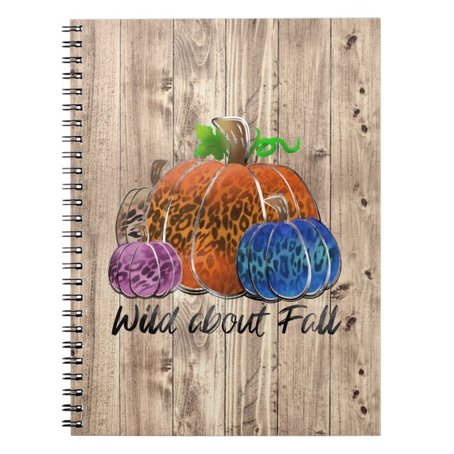 Wild About Fall Leopard Print Pumpkins Notebook (Front)