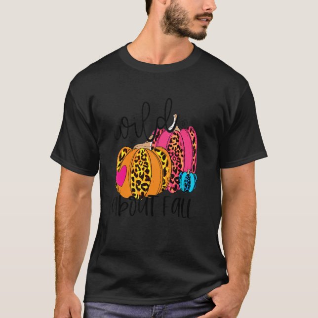 Wild About Fall Leopard Pumpkin Fall Vibes Hello F T-Shirt (Front)