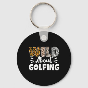 Wild About Golfing Animals Pattern Golfer Leopard Key Ring