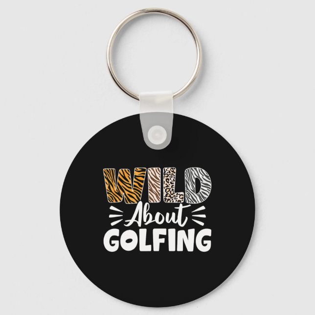 Wild About Golfing Animals Pattern Golfer Leopard  Key Ring (Front)