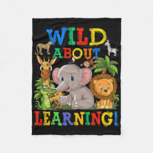 Wild About Learning Safari Animals Jungle Byck To Fleece Blanket