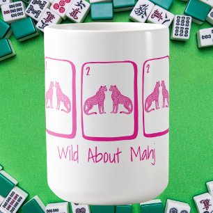 Wild About Mahj Pink Cheetah Mahjong Tiles Preppy Coffee Mug