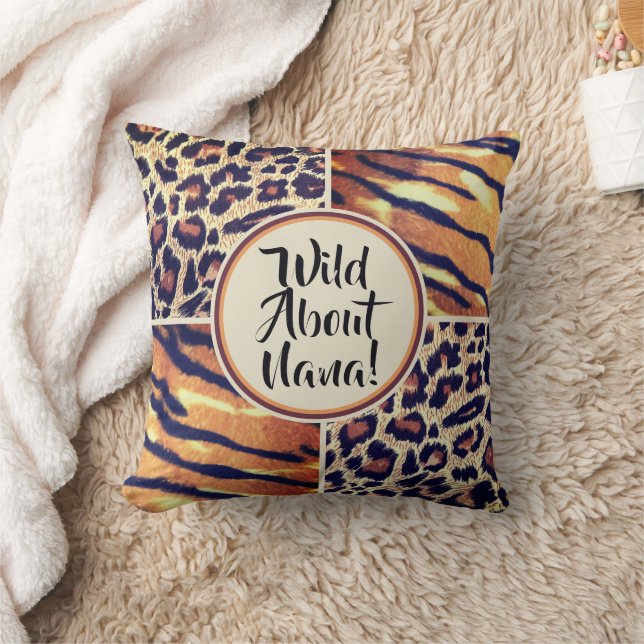 Wild about Nana! Fun Grandma gift Throw Pillow (Blanket)