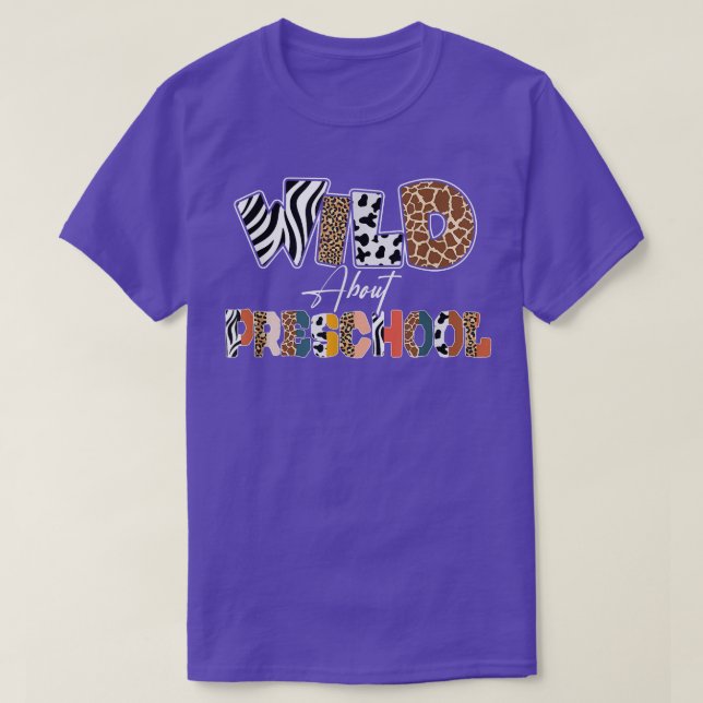 Wild About Preschool Back To School Leopard  T-Shirt (Design Front)