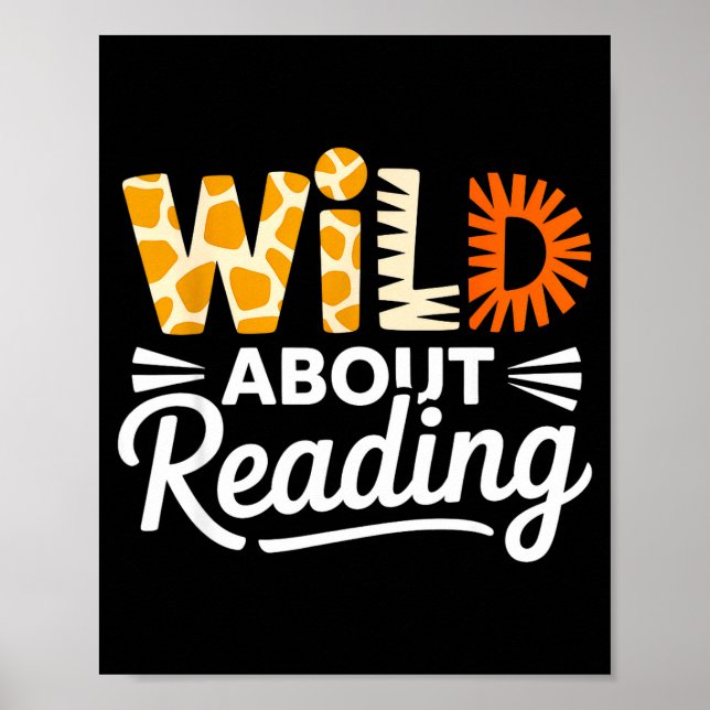 Wild about reading animal print letters funny (Front)