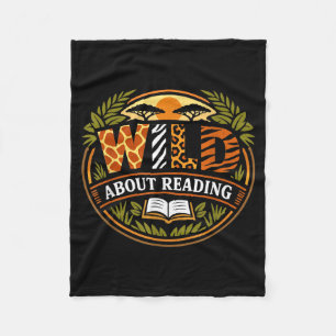 Wild about reading book animal children's book fleece blanket