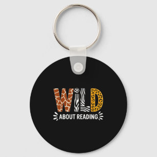 Wild about reading book animal children's book key ring