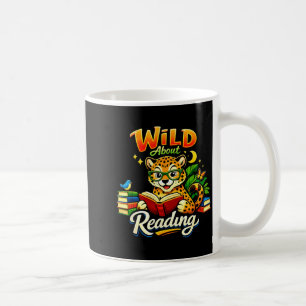 Wild about reading book cheetah animal print boy coffee mug