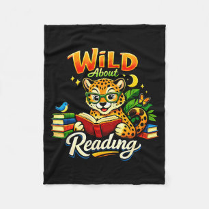 Wild about reading book cheetah animal print boy fleece blanket