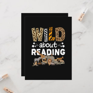 Wild About Reading Books And Bookworm Library Card
