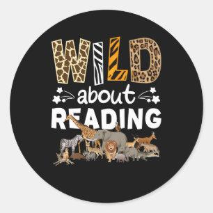 Wild About Reading Books And Bookworm Library Classic Round Sticker