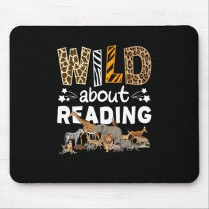 Wild About Reading Books And Bookworm Library Mouse Mat