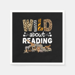 Wild About Reading Books And Bookworm Library Napkin