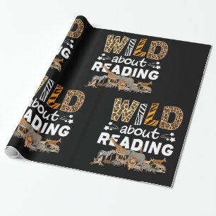 Wild About Reading Books And Bookworm Library Wrapping Paper