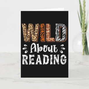 Wild About Reading Books Reader Lover Animals Leop Card