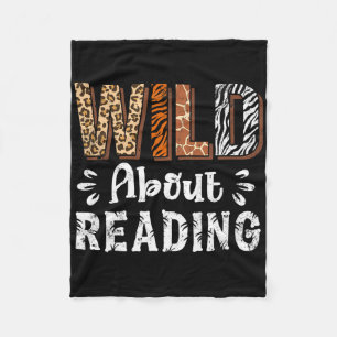 Wild About Reading Books Reader Lover Animals Leop Fleece Blanket