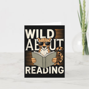 Wild about reading books reader lover librarian card