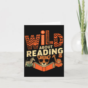Wild about reading books reader lover librarian card