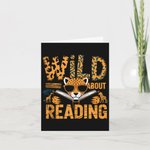 Wild about reading books reader lover librarian card