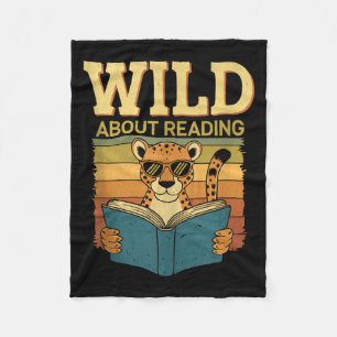 Wild about reading books reader lover librarian fleece blanket