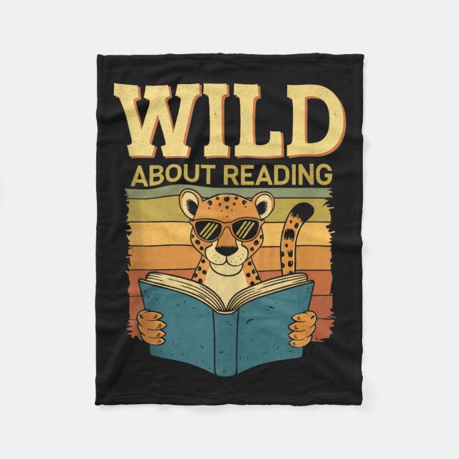 Wild about reading books reader lover librarian fleece blanket (Front)