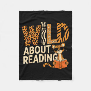 Wild about reading books reader lover librarian fleece blanket