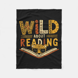 Wild about reading books reader lover librarian fleece blanket