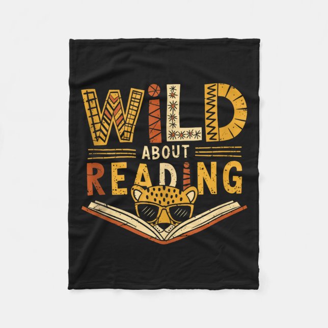 Wild about reading books reader lover librarian fleece blanket (Front)