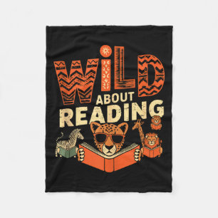 Wild about reading books reader lover librarian fleece blanket