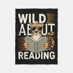 Wild about reading books reader lover librarian fleece blanket