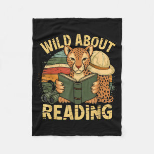 Wild about reading books reader lover librarian fleece blanket
