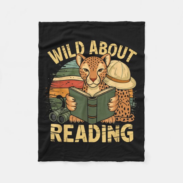 Wild about reading books reader lover librarian fleece blanket (Front)
