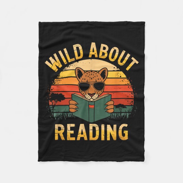 Wild about reading books reader lover librarian fleece blanket (Front)