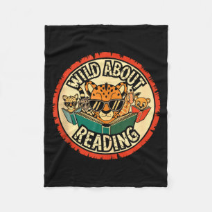 Wild about reading books reader lover librarian fleece blanket
