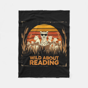 Wild about reading books reader lover librarian fleece blanket