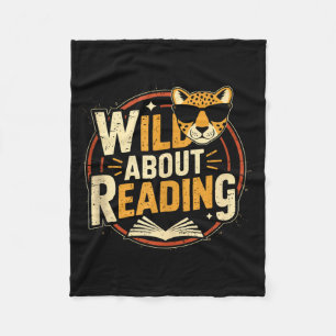 Wild about reading books reader lover librarian fleece blanket