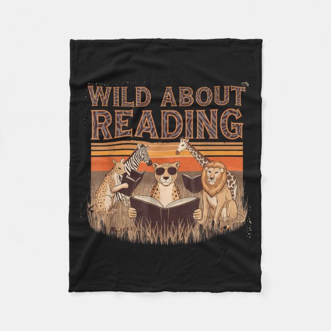 Wild about reading books reader lover librarian fleece blanket (Front)