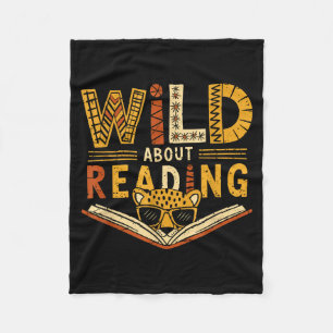 Wild about reading books reader lover librarian fleece blanket