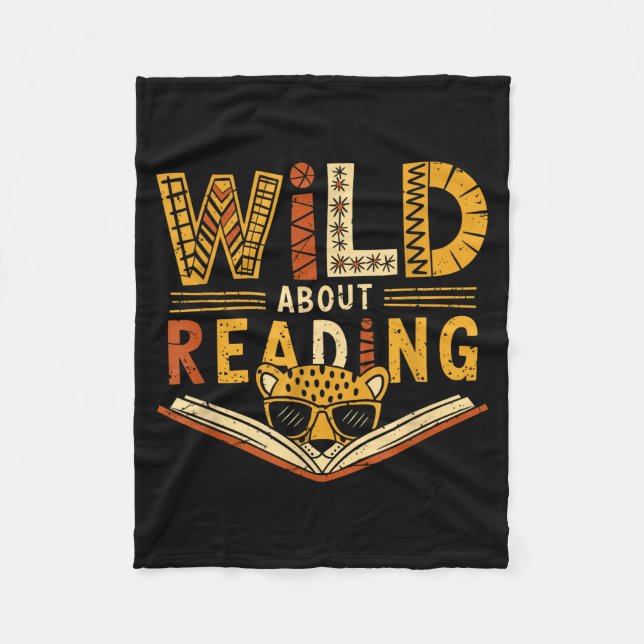 Wild about reading books reader lover librarian fleece blanket (Front)