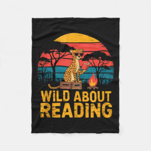 Wild about reading books reader lover librarian fleece blanket