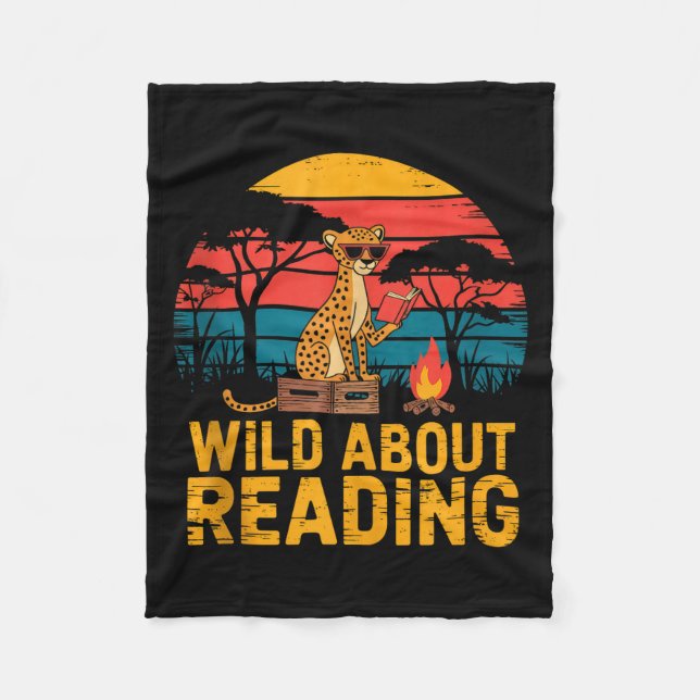 Wild about reading books reader lover librarian fleece blanket (Front)
