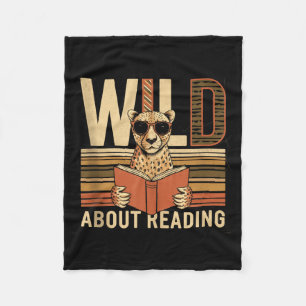 Wild about reading books reader lover librarian fleece blanket