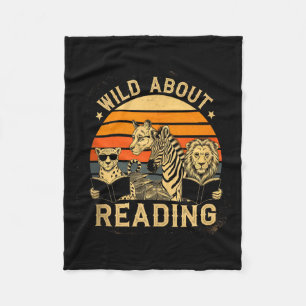 Wild about reading books reader lover librarian fleece blanket