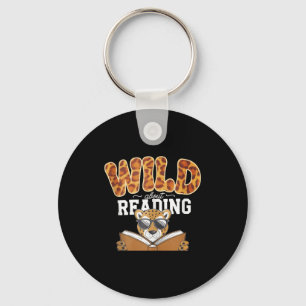 Wild about reading books reader lover librarian key ring